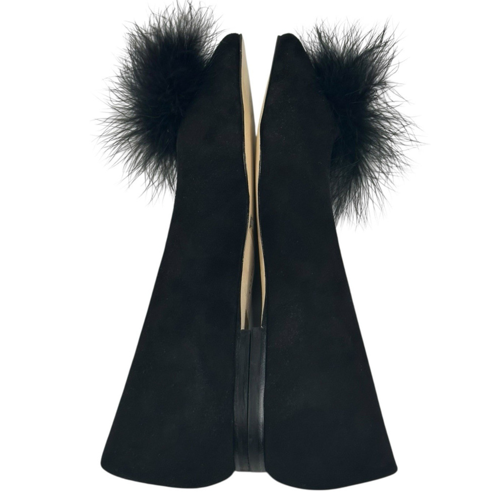 Larroude Lee Pom-Pom Black Suede Flats Womens Size 7.5 Pointed Toe New $295 - Picture 5 of 9
